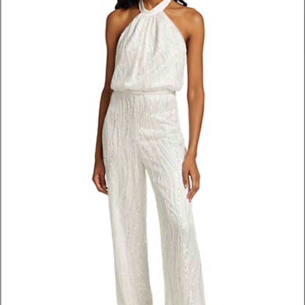 ML Monique Lhuillier Sequin Jumpsuit